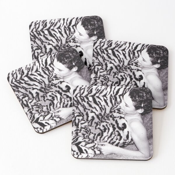 Item preview, Photograph of woman lying in zebra fur fabric designed and sold by Carré Comme Orange.