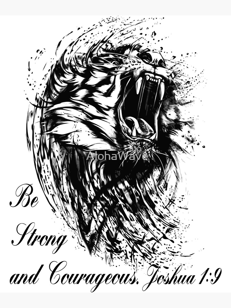 Inspiring Powerful Bible verse Joshua 1:9 with Lion Christian