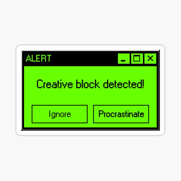 Vista previa del artículo con la obra «Error de bloqueo creativo - Diseñador UX | Diseñador Gráfico | Pegatinas de diseño de interfaz de usuario», diseñado y vendido por PoshPixel.