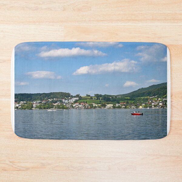 Item preview, Lake Traun Traunsee and houses on hills in Gmunden Upper Austria  designed and sold by goceris.