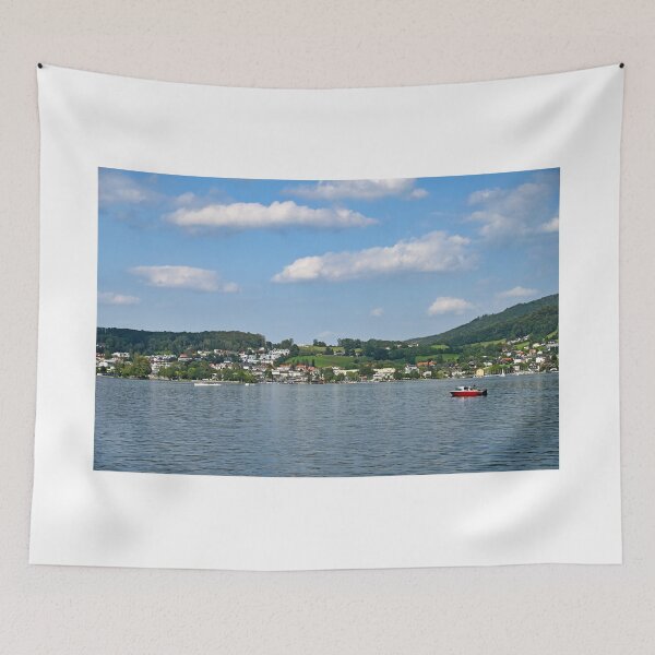 Item preview, Lake Traun Traunsee and houses on hills in Gmunden Upper Austria  designed and sold by goceris.