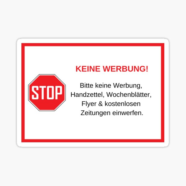Item preview, Bitte keine Werbung und kostenlose Zeitungen einwerfen! designed and sold by ArtsHavenShop.