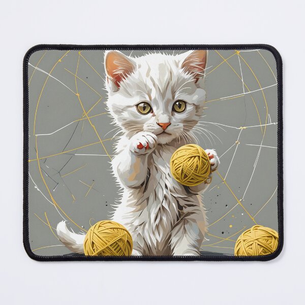 Item preview, A yellow white kitten playing with a ball of yarn designed and sold by EdwardBratton.