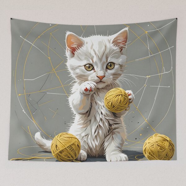 Item preview, A yellow white kitten playing with a ball of yarn designed and sold by EdwardBratton.