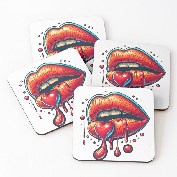 Item preview, Heartfelt Kiss: Red Lips with Paint Drop designed and sold by 0penvimark.
