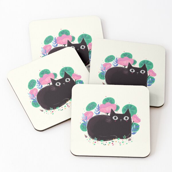 Item preview, Cute black cat with flowers  designed and sold by Mayarart.