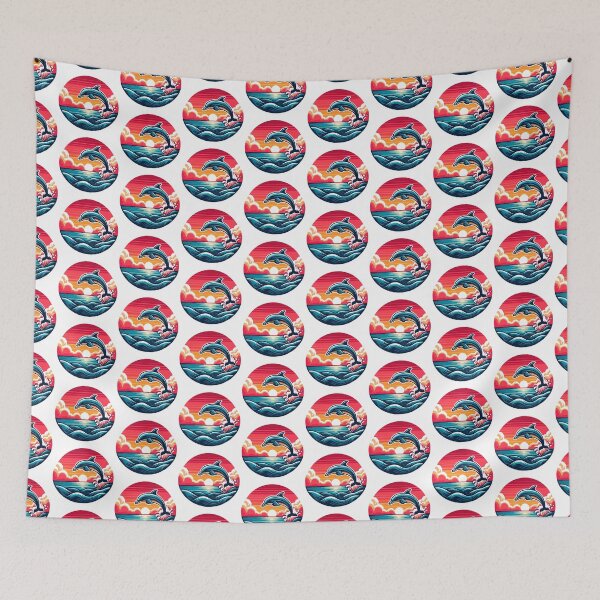 Item preview, Sunset Surf Dolphin - Vibrant Dolphin Leaping at Sunset designed and sold by Akioos.