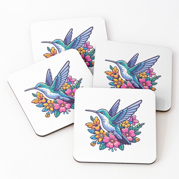 Item preview, Floral Flight Hummingbird - Exquisite Hummingbird Amidst Colorful Blossoms designed and sold by Akioos.