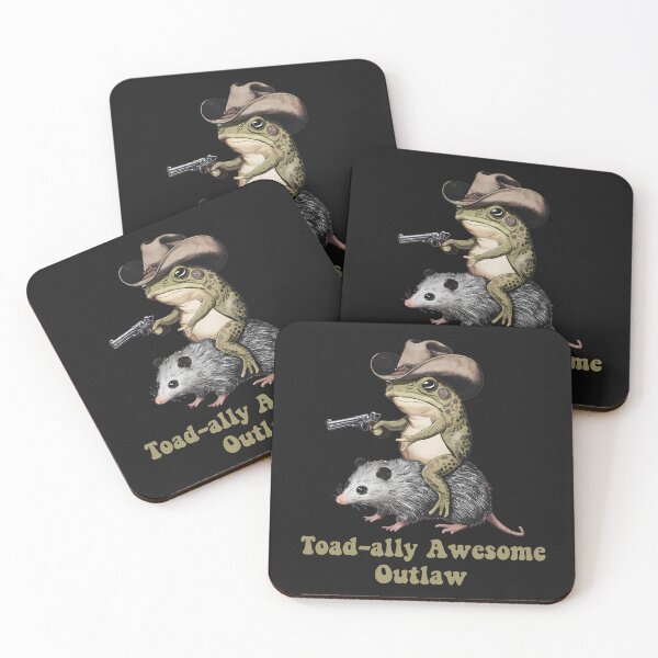 Item preview, Cowboy toad riding rat - toadally outlaw - goblincore - retro style - funny quotes designed and sold by Fantasy Cache.