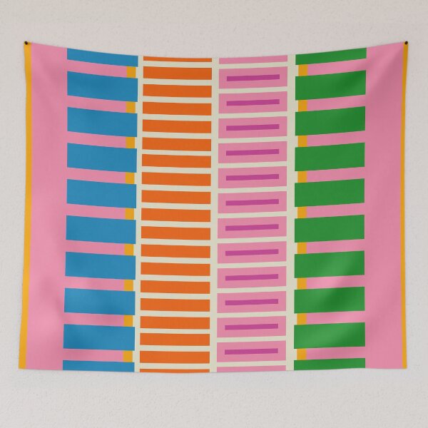 Item preview, Bold and Colorful Block Stripes Pink Orange Blue Green  designed and sold by kierkegaard.