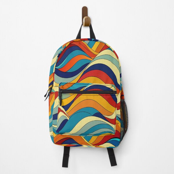 Item preview, Nostalgic Ripples,waves of vintage colors illustration designed and sold by AgarutanPrint.