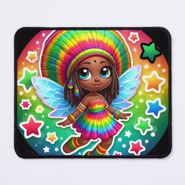 Item preview, Rasta Fairy, Cute Little Girl, Black Girl Cartoon, Reggae Rainbow Stars designed and sold by Anticulture.