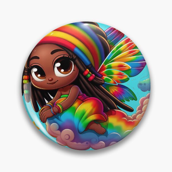 Item preview, Rasta Fairy, Cute Little Girl, Black Girl Cartoon, Reggae Rainbow Stars designed and sold by Anticulture.