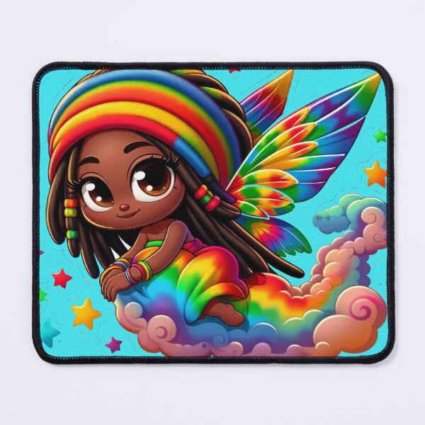 Item preview, Rasta Fairy, Cute Little Girl, Black Girl Cartoon, Reggae Rainbow Stars designed and sold by Anticulture.