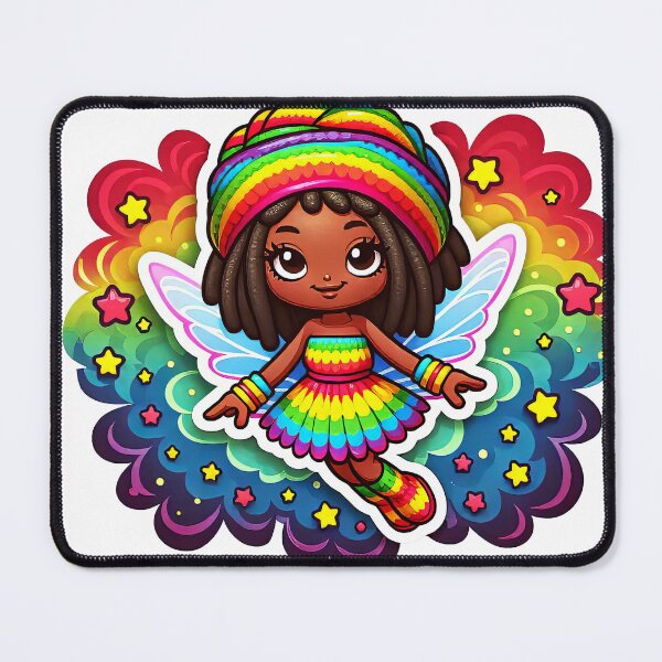 Item preview, Rasta Fairy Rastafairyan Cute Little Black Girl, Reggae Rainbow, Dreadlock designed and sold by Anticulture.
