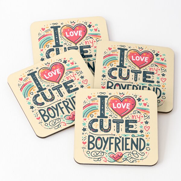 Item preview, I Love My Cute boyfriend, typography designed and sold by maxmaj.