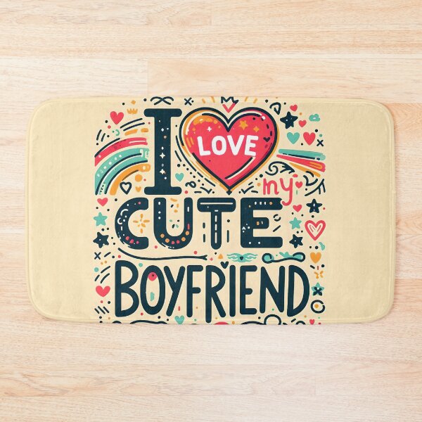 Item preview, I Love My Cute boyfriend, typography designed and sold by maxmaj.
