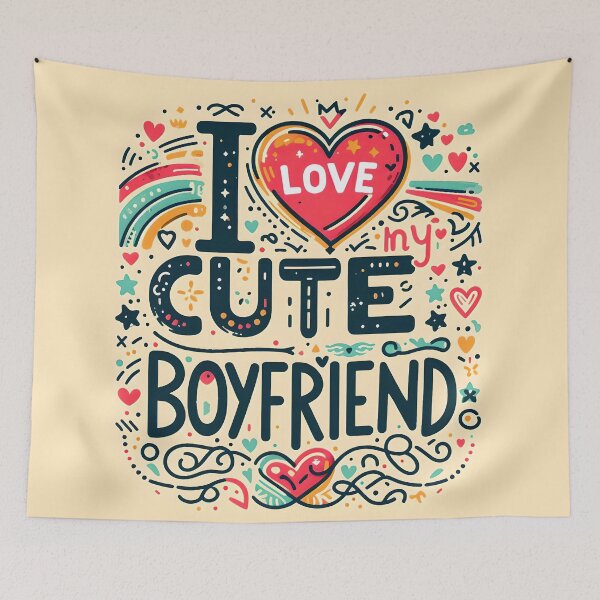 Item preview, I Love My Cute boyfriend, typography designed and sold by maxmaj.