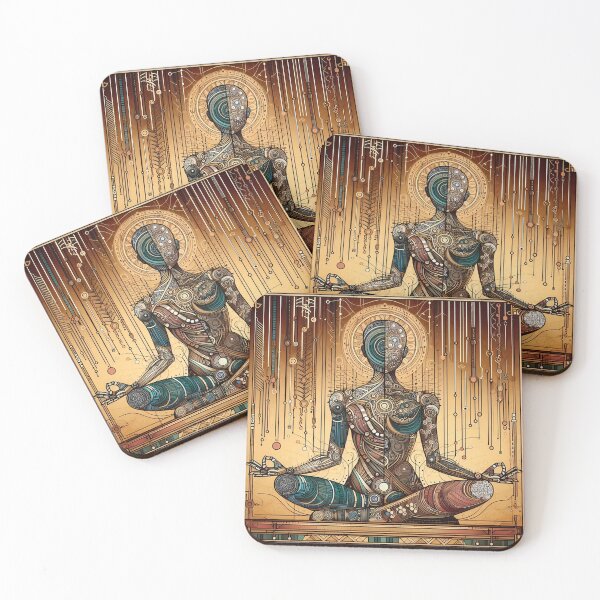 Aperçu de l'œuvre Méditation mécanique, une figure humanoïde dans une pose méditative créée et vendue par aminz4.