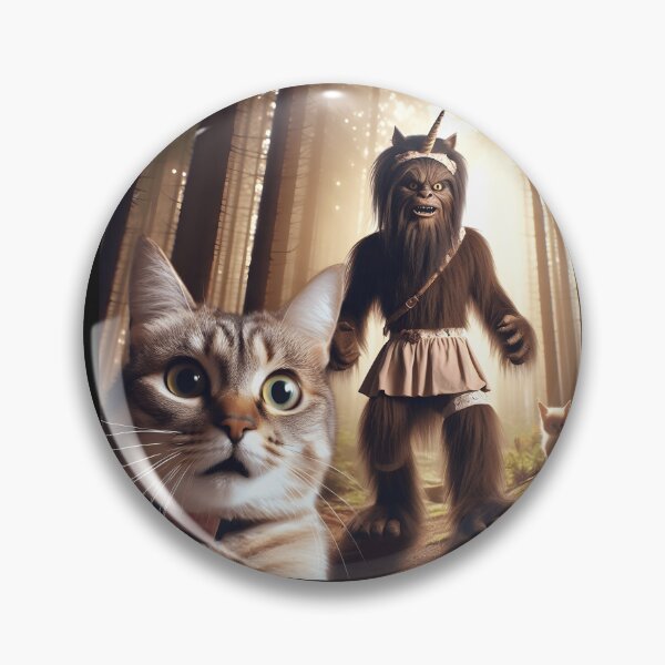 Artikelvorschau, Überrascht, verängstigt, Katze Selfie Lustiger Bigfoot Sasquatch entworfen und verkauft von WildPalette-Art.