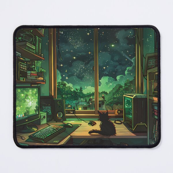 Item preview, Lofi Gamer Room: Cozy Design with Plants, Lofi Cat, Gaming PC & Books designed and sold by KWorldDesigns.