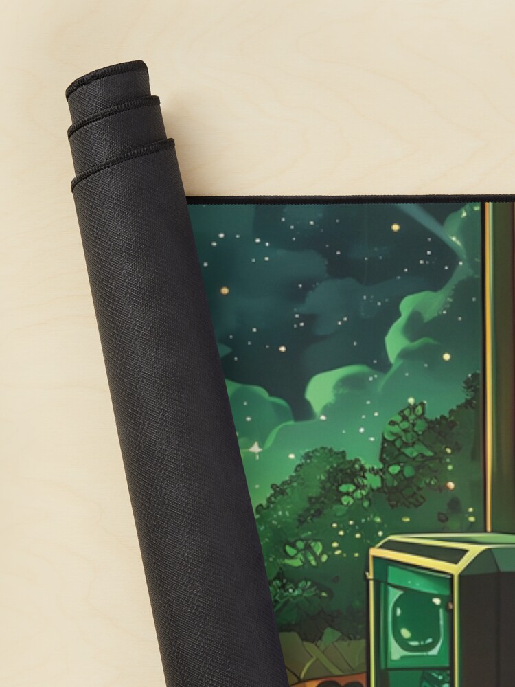 Aperçu 2 sur 5. Tapis de souris avec l'œuvre Lofi Gamer Room : design cosy avec plantes, chat Lofi, PC de jeu et livres créée et vendue par KWorldDesigns.