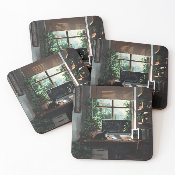 Item preview, Lofi Gamer Room: Cozy Design with Plants, Lofi Cat, Gaming PC & Books designed and sold by KWorldDesigns.