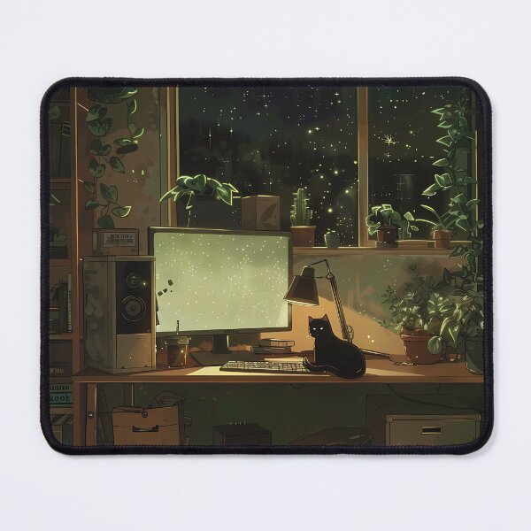 Item preview, Lofi Gamer Room: Cozy Design with Lofi Cat, Plants, Gaming PC & Books designed and sold by KWorldDesigns.