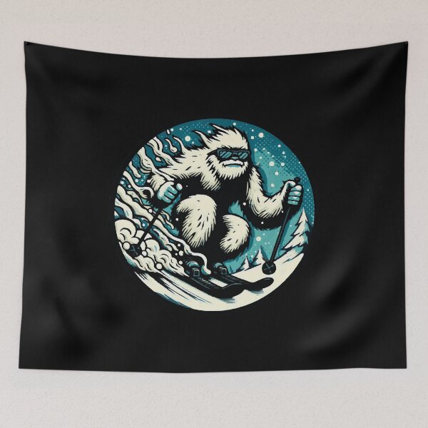 Item preview, Yeti Ski: Enchanting Mountain Creature Artwork designed and sold by Tw1nsAIArt.