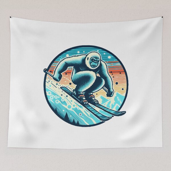 Item preview, Yeti Ski: Enchanting Mountain Creature Artwork designed and sold by Tw1nsAIArt.
