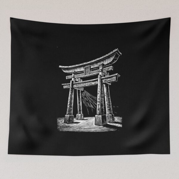 Item preview, Black and White Line Art of Torii, Japanese Gates designed and sold by Pickmash.