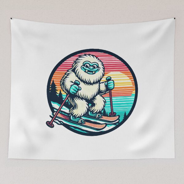 Item preview, Kawaii Yeti Ski: Enchanting Mountain Creature Artwork designed and sold by Tw1nsAIArt.