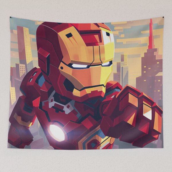 Item preview, The Ironman illustration in the style of Mincraft. designed and sold by HANGLEMAN.