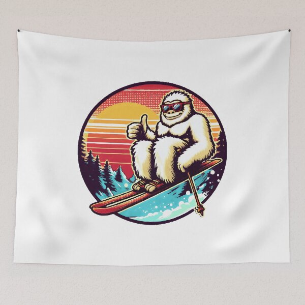 Item preview, Thumb Up Yeti Ski: Enchanting Mountain Creature Artwork designed and sold by Tw1nsAIArt.