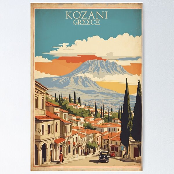 Aperçu de l'œuvre Kozani Grèce Voyage Vintage Tourisme créée et vendue par TravelersGems.
