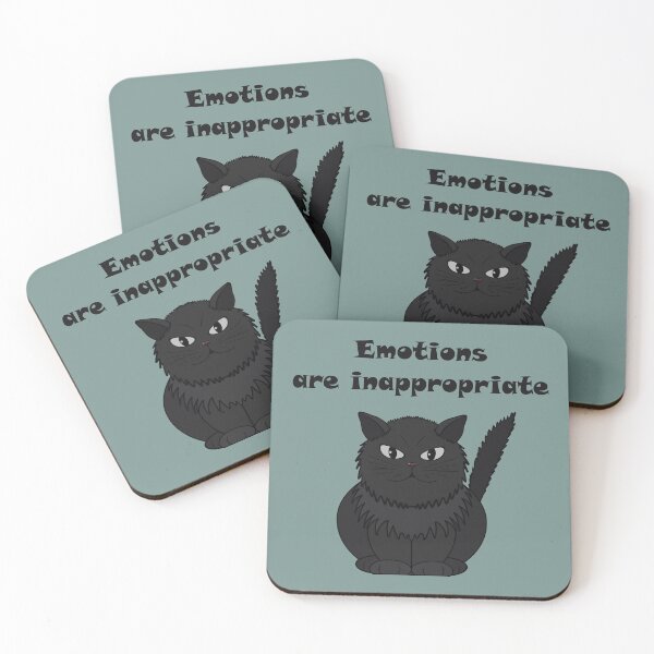 Item preview, Black cat Tomeo with the inscription "Emotions are inappropriate" designed and sold by Cherevan.