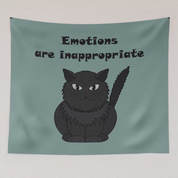Item preview, Black cat Tomeo with the inscription "Emotions are inappropriate" designed and sold by Cherevan.
