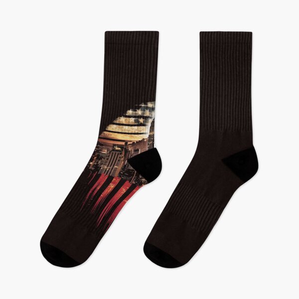 Item preview, New York City Skyline with American Flag - Urban Graphic Tee designed and sold by HOMEDESIGNPRINT.