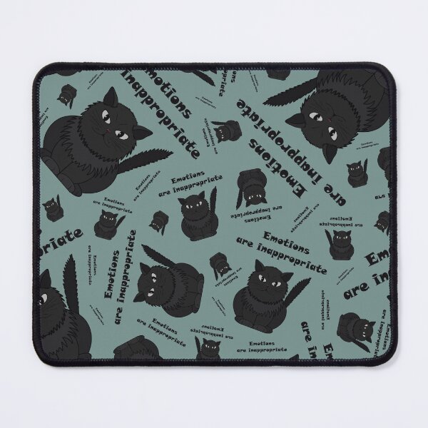 Item preview, Pattern with a black cat Tomeo and the inscription "Emotions are inappropriate" designed and sold by Cherevan.