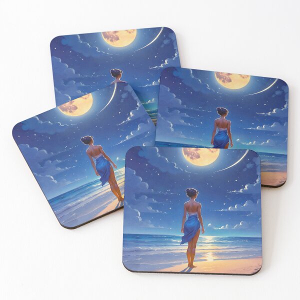 Item preview, Walking by the sea under a full moon designed and sold by Steffani Lehmann.