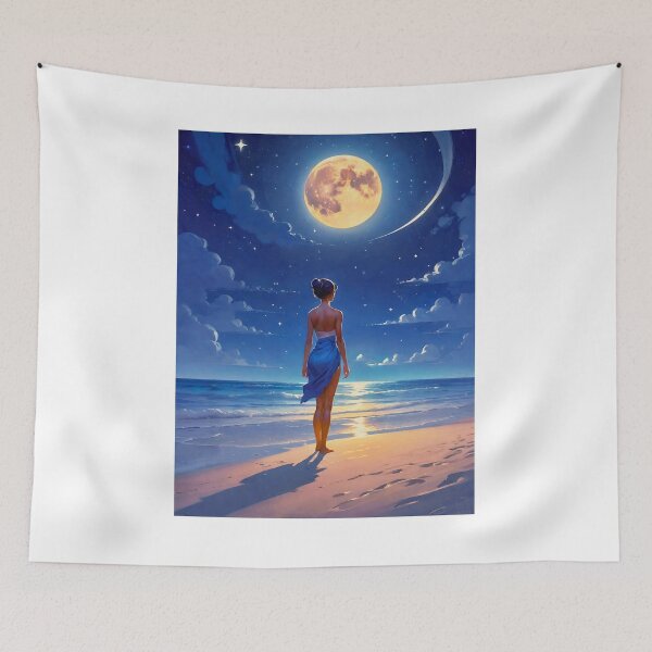 Item preview, Walking by the sea under a full moon designed and sold by Steffani Lehmann.