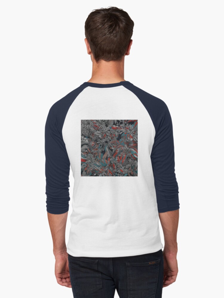 Aperçu 1 sur 3. T-shirt baseball manches ¾ avec l'œuvre Flowers field 24 créée et vendue par oduchossoir.