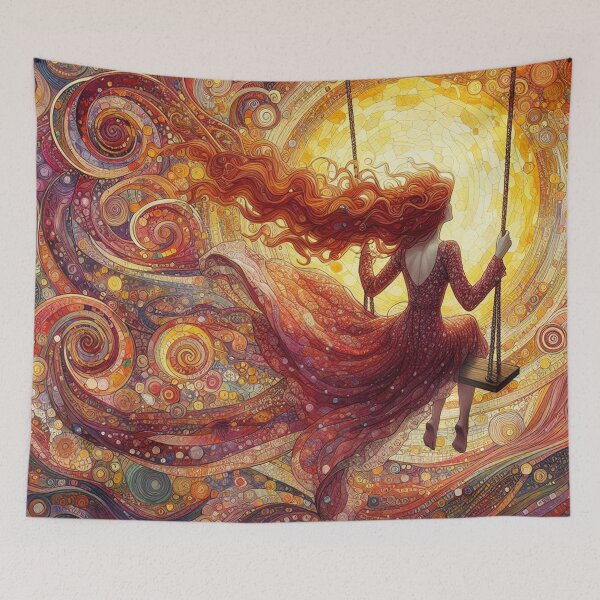 Item preview, Red Haired Girl on Swing designed and sold by HarmonyandSage.