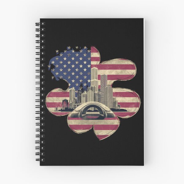 Item preview, Camiseta patriótica de flor de lis con paisaje urbano, bandera de Estados Unidos y camisa de horizonte urbano designed and sold by HOMEDESIGNPRINT.