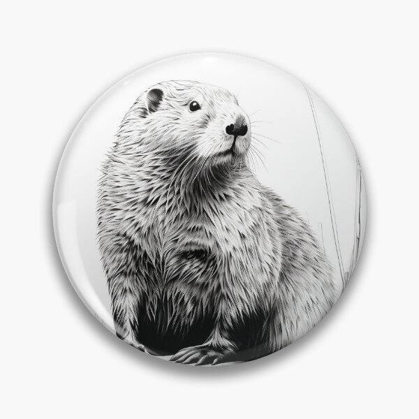 Item preview, Black and white beaver pencil drawing designed and sold by Pencil-Art.