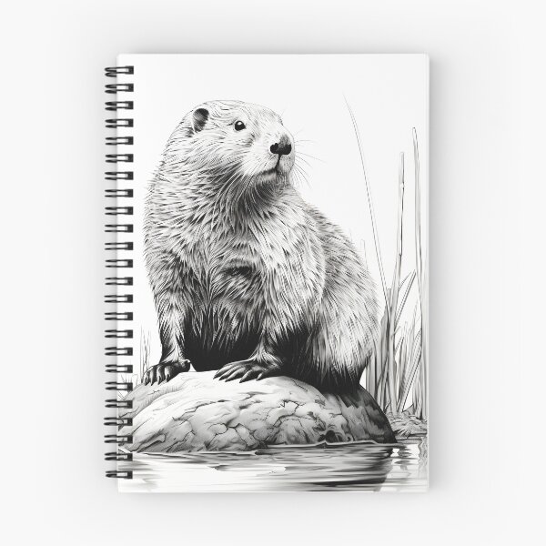 Item preview, Black and white beaver pencil drawing designed and sold by Pencil-Art.