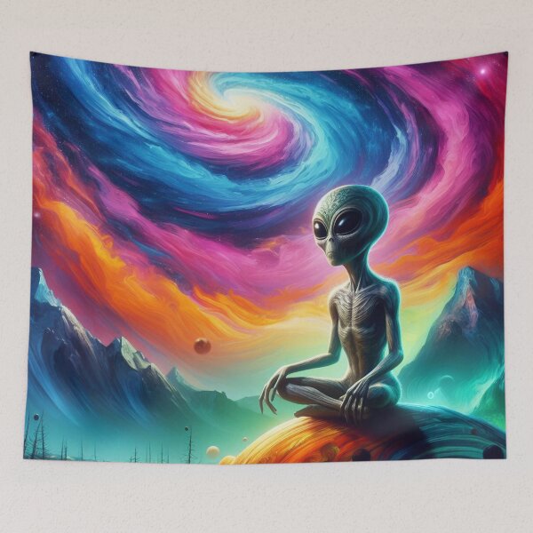 Item preview, Alien Meditating in Outer Space designed and sold by HarmonyandSage.