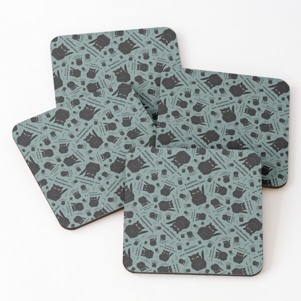 Item preview, Pattern with a black cat Tomeo and the inscription "Emotions are inappropriate" designed and sold by Cherevan.