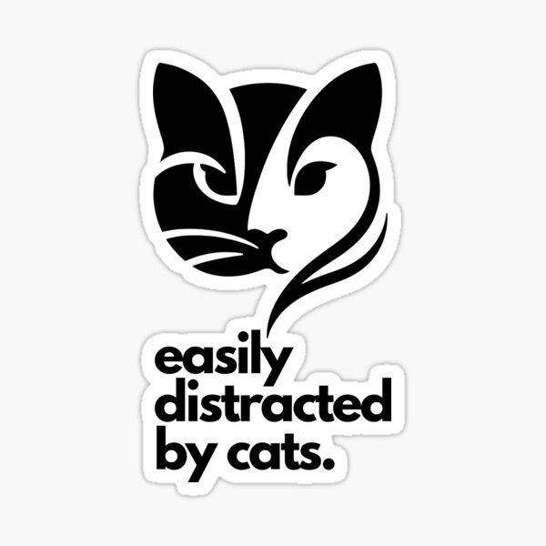 Item preview, easily distracted by cats black and white designed and sold by SparkleShack.
