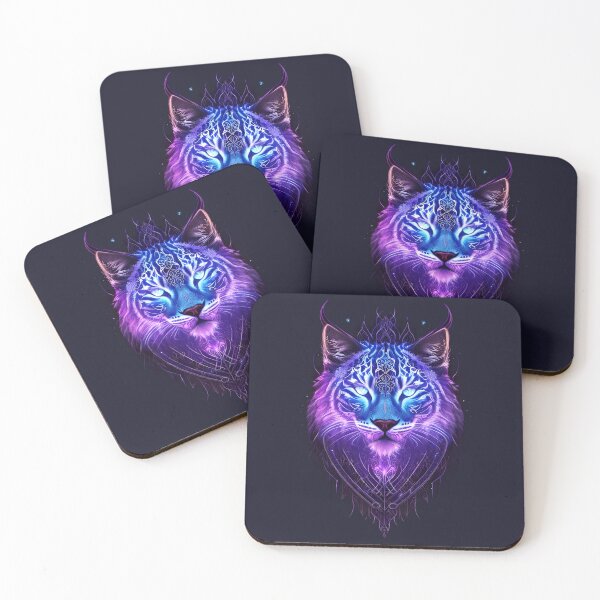 Item preview, Lynx face in flames and fractal designed and sold by cabana.space.